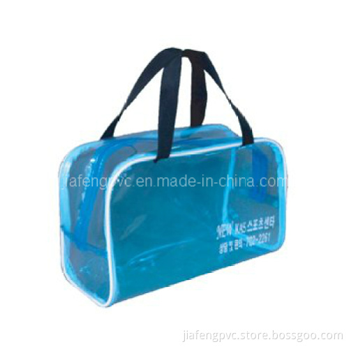 Blue PVC Handle Bag with Piping